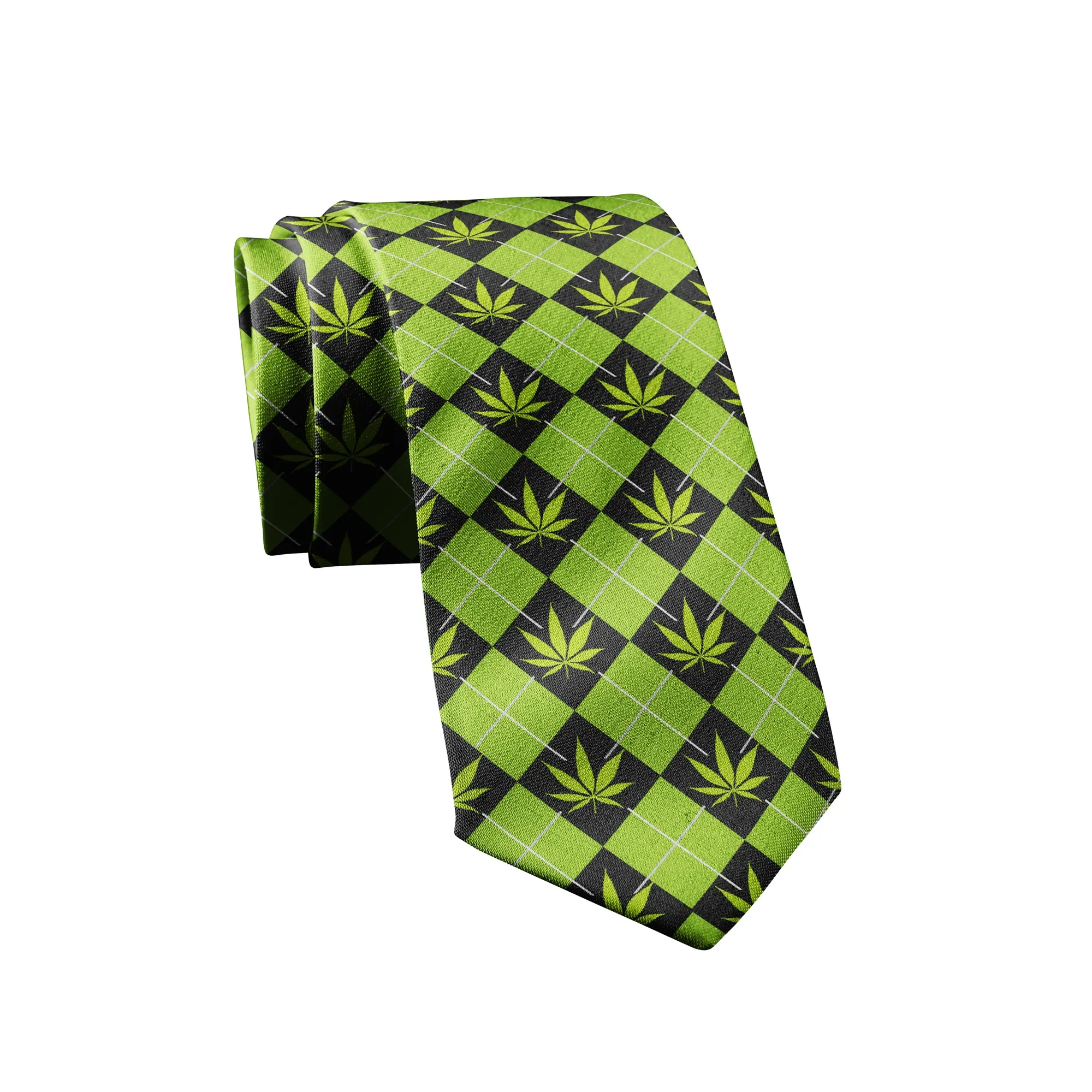 Marijuana Argyle Neck Tie Tie sold by Crazy Dog T-Shirts