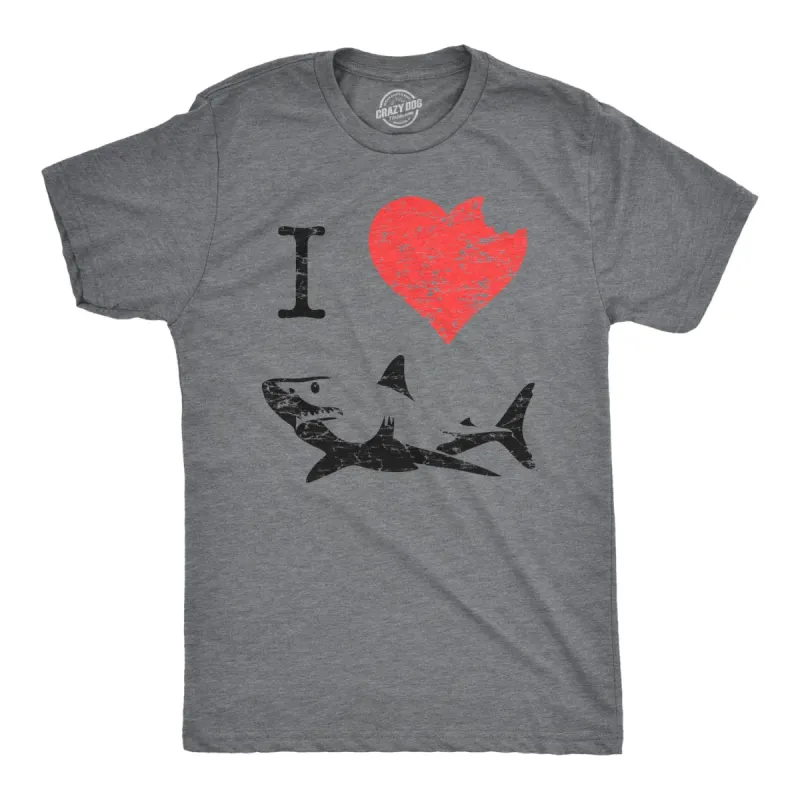 I Love Sharks Men's T Shirt sold by Crazy Dog T-Shirts
