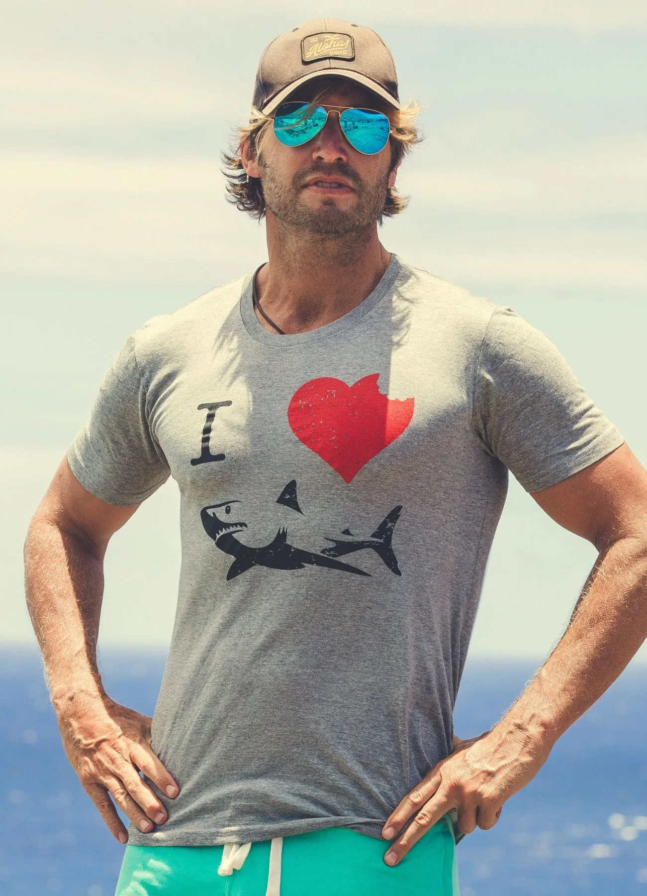 I Love Sharks Men's T Shirt sold by Crazy Dog T-Shirts product image thumbnail 2