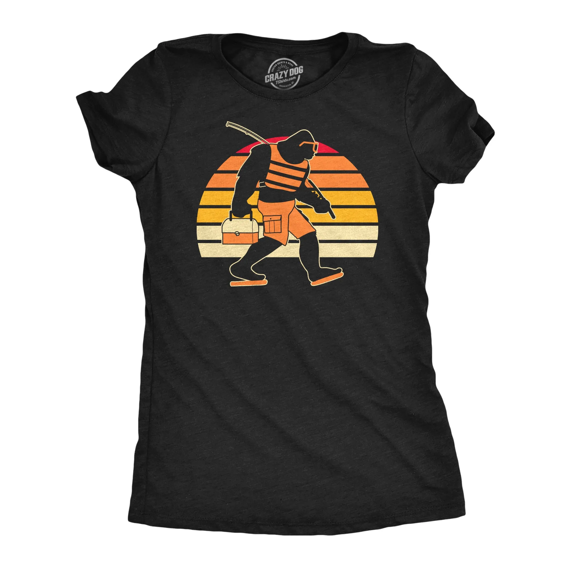 Bigfoot Gone Fishing Women's T Shirt sold by Crazy Dog T-Shirts