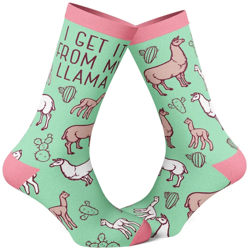 Women's I Get It From My Llama Socks sold by Crazy Dog T-Shirts