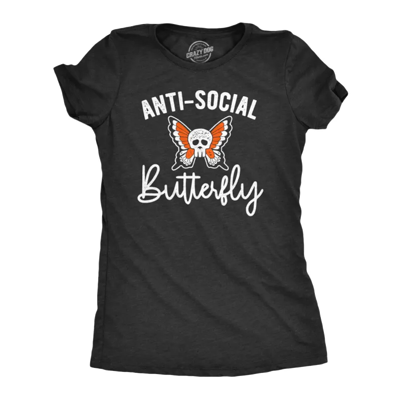 Anti-Social Butterfly Women's T Shirt sold by Crazy Dog T-Shirts