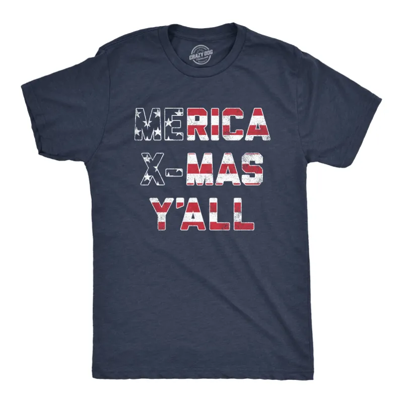 Merica X-Mas Y'All Men's T Shirt sold by Crazy Dog T-Shirts