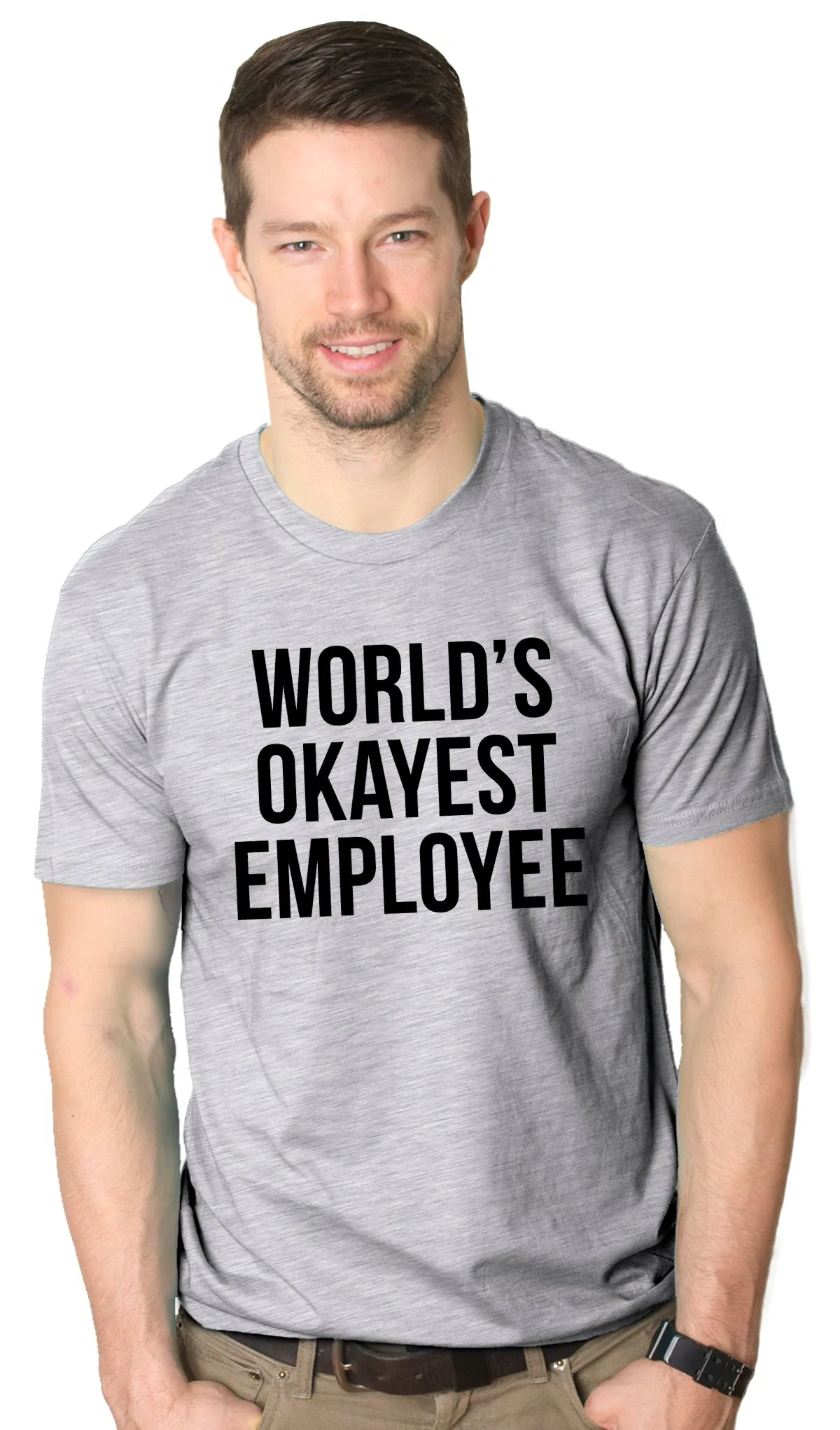 World's Okayest Employee Men's T Shirt sold by Crazy Dog T-Shirts product image thumbnail 3