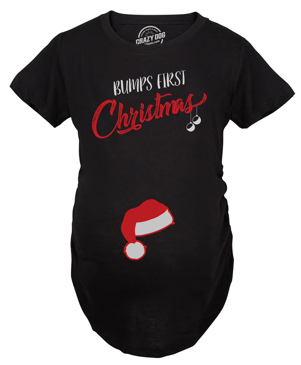 Bump's First Christmas Maternity T Shirt sold by Crazy Dog T-Shirts product image thumbnail 2
