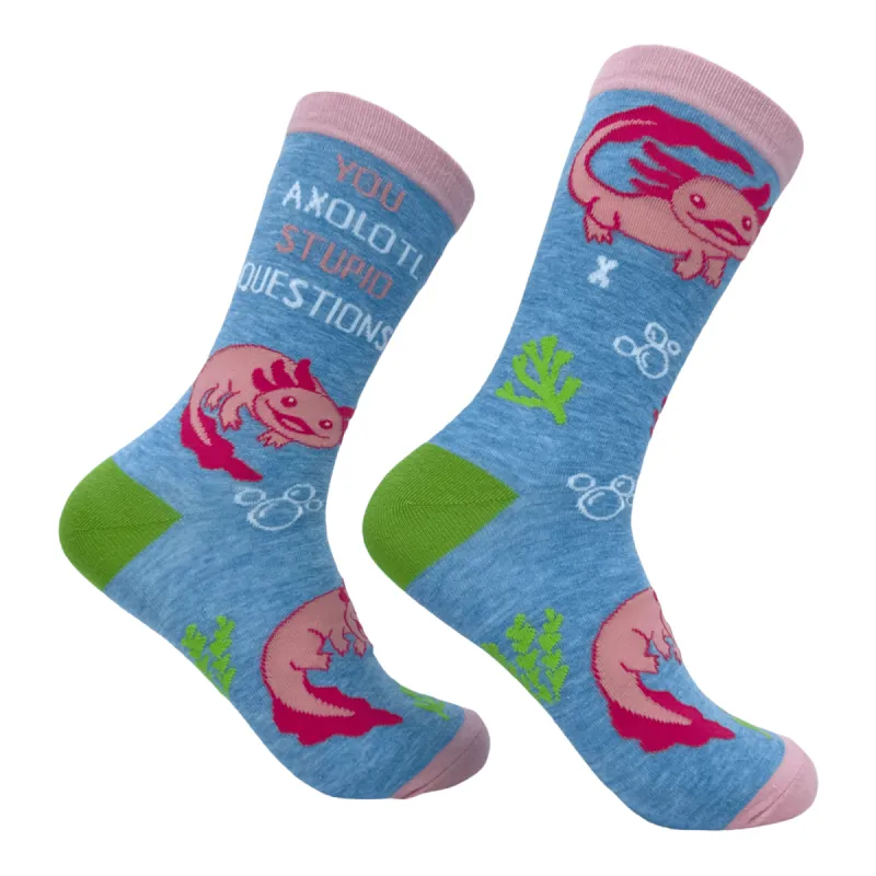 Women's You Axolotl Stupid Questions Socks sold by Crazy Dog T-Shirts