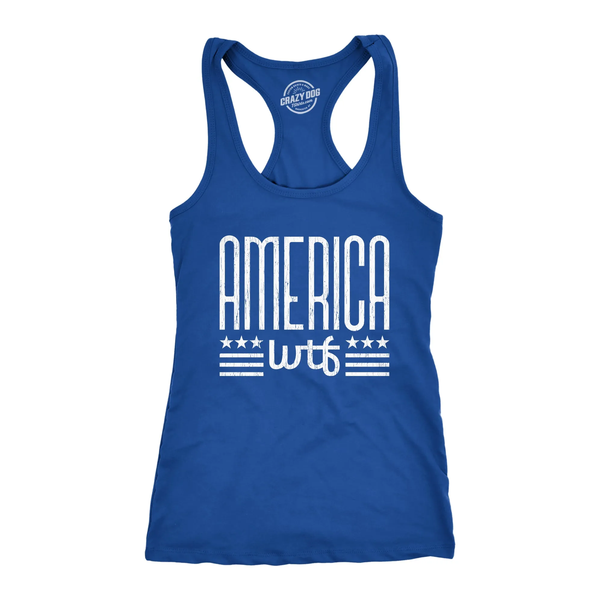 America WTF Women's Tank Top sold by Crazy Dog T-Shirts