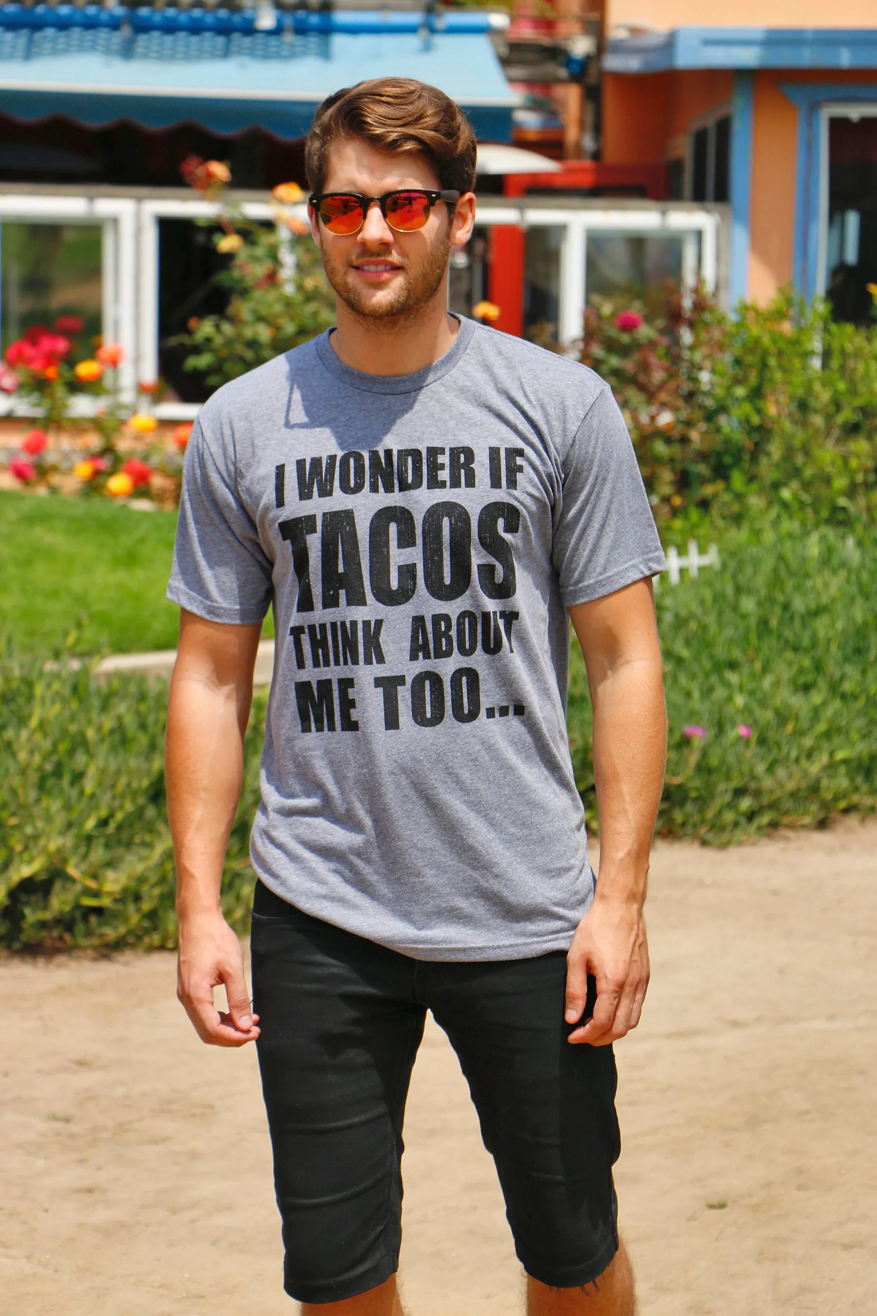 I Wonder If Tacos Think About Me Too Men's T Shirt sold by Crazy Dog T-Shirts product image thumbnail 2