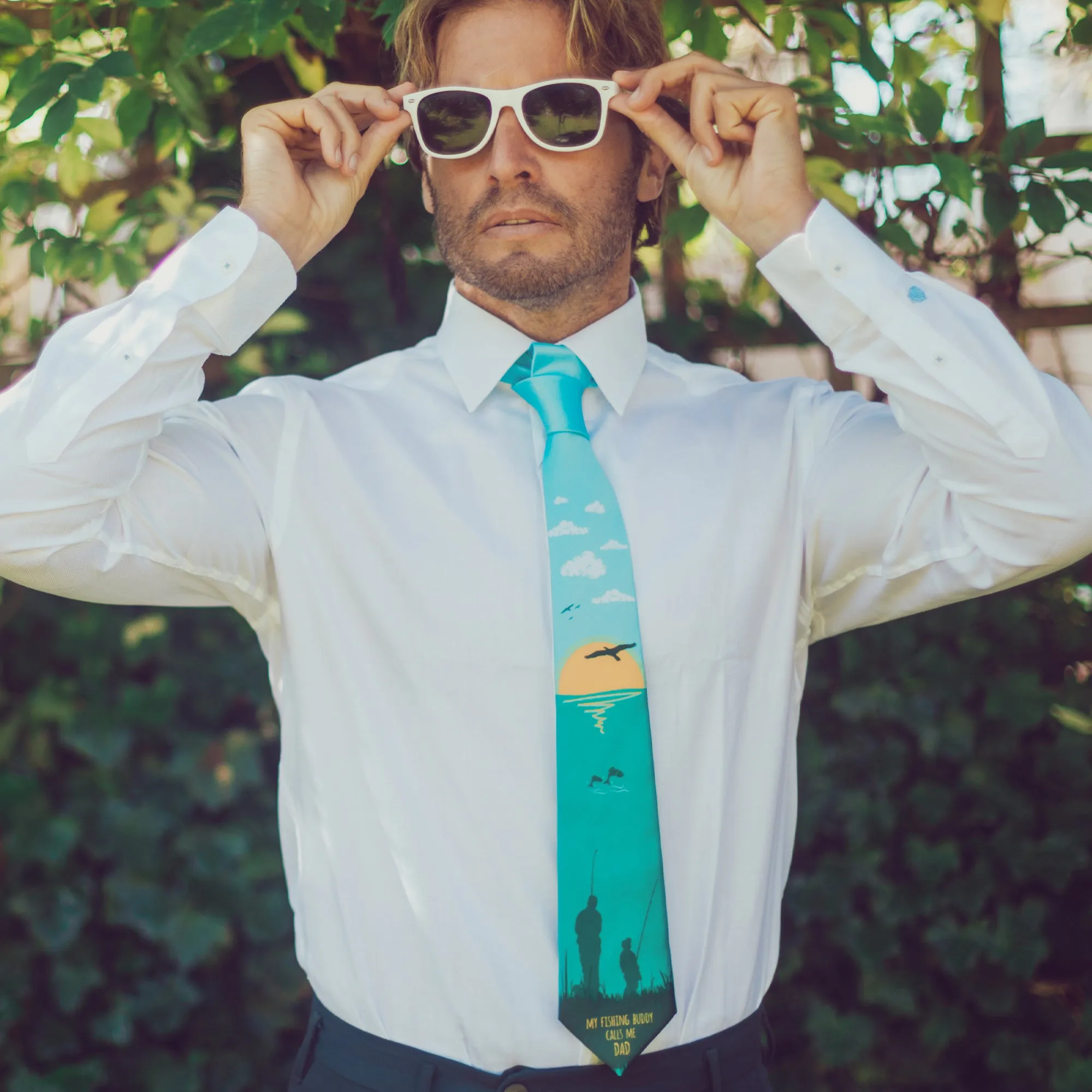 My Fishing Buddy Calls Me Dad Neck Tie Tie sold by Crazy Dog T-Shirts product image thumbnail 3