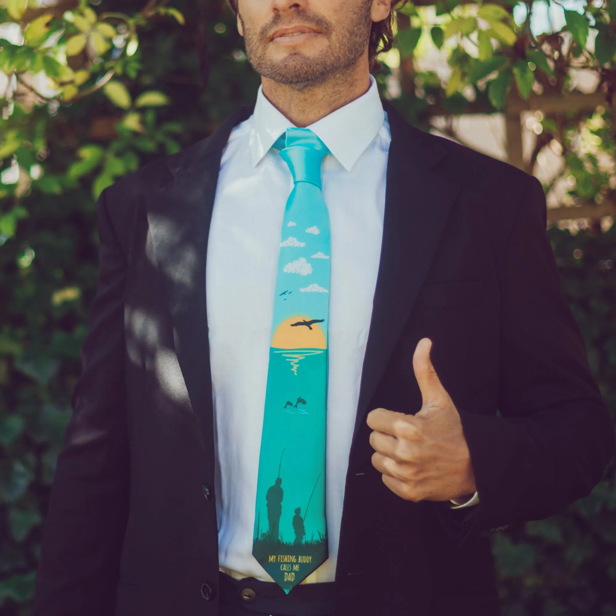 My Fishing Buddy Calls Me Dad Neck Tie Tie sold by Crazy Dog T-Shirts product image thumbnail 4
