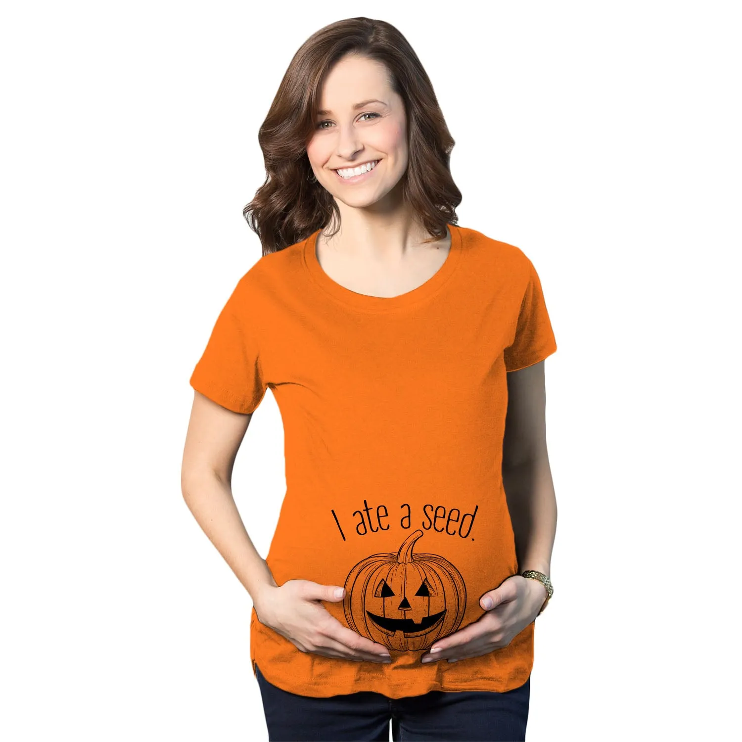 I Ate A Seed Pumpkin Maternity T Shirt sold by Crazy Dog T-Shirts