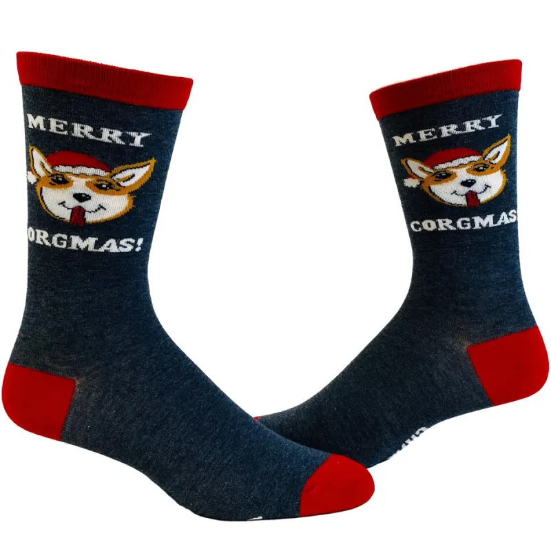 Men's Merry Corgmas Socks sold by Crazy Dog T-Shirts