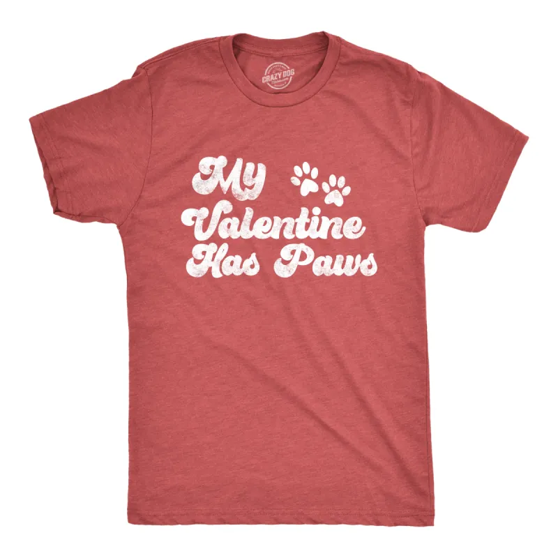 My Favorite Valentine Has Paws Men's T Shirt sold by Crazy Dog T-Shirts