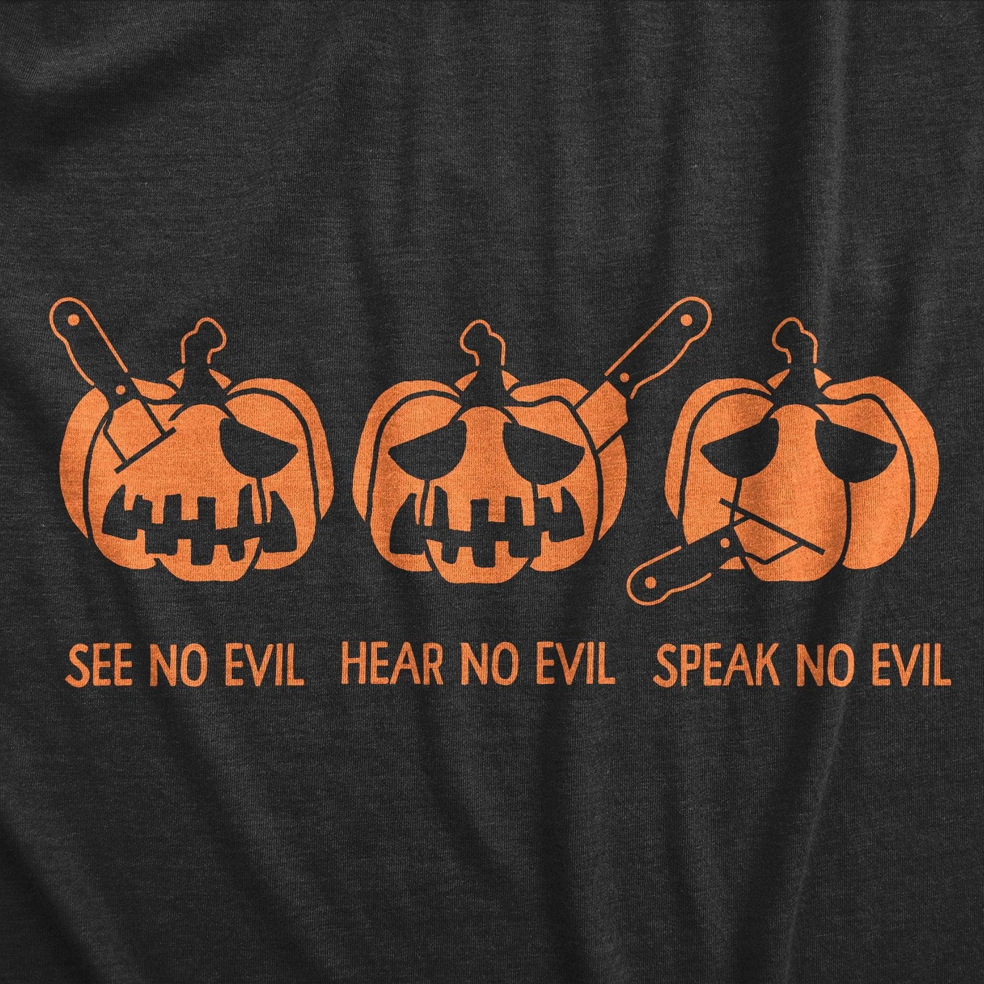 See No Evil Hear No Evil Speak No Evil Pumpkin Men's T Shirt sold by Crazy Dog T-Shirts product image thumbnail 2