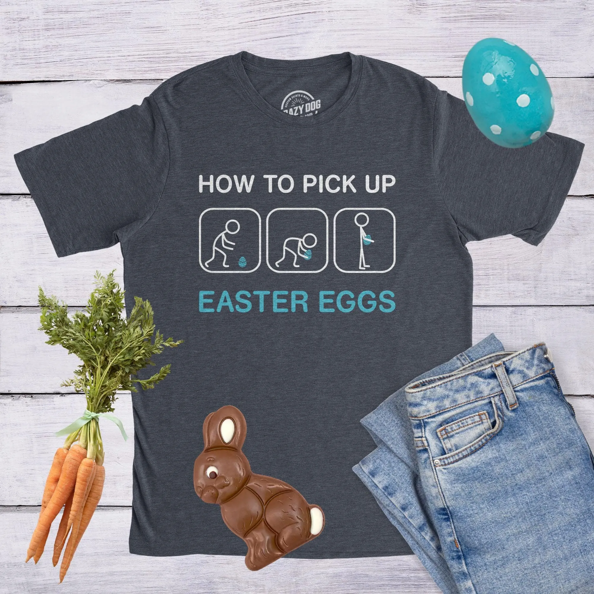 How To Pick Up Easter Eggs Men's T Shirt sold by Crazy Dog T-Shirts product image thumbnail 3