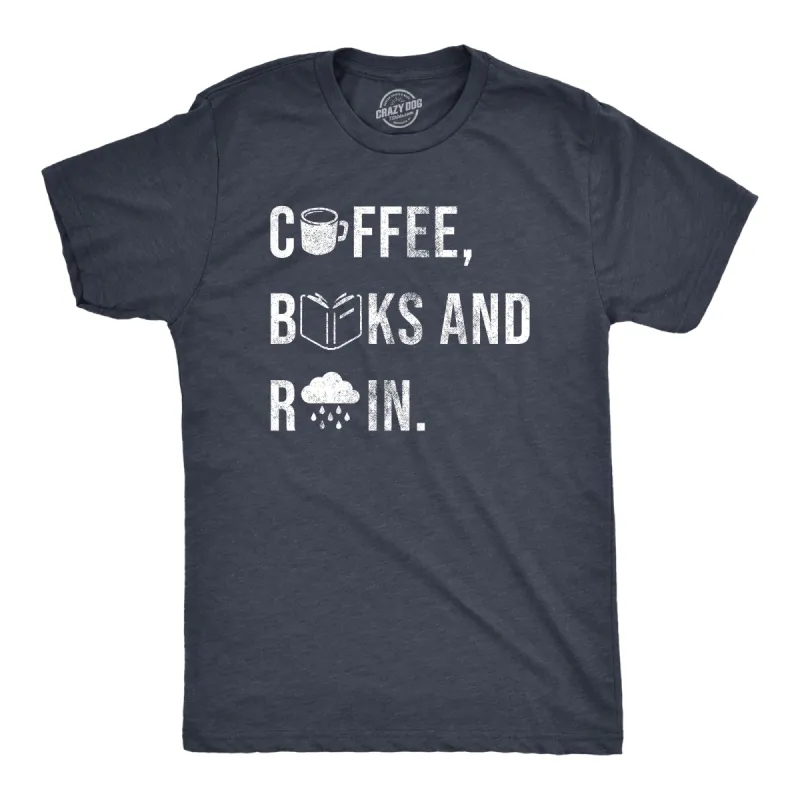 Coffee Books And Rain Men's T Shirt sold by Crazy Dog T-Shirts