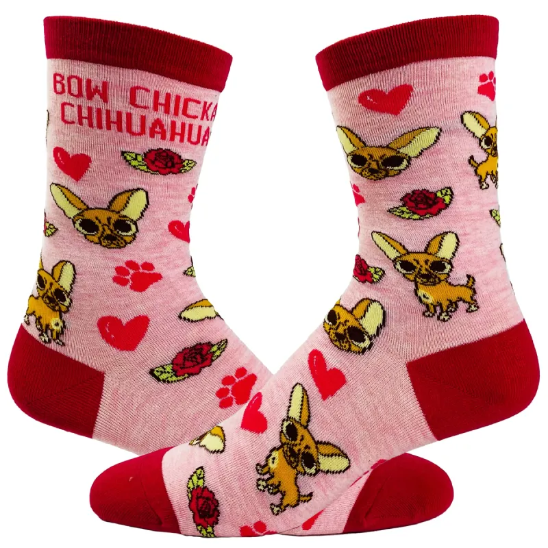 Women's Bow Chicka Chihuahua Socks sold by Crazy Dog T-Shirts