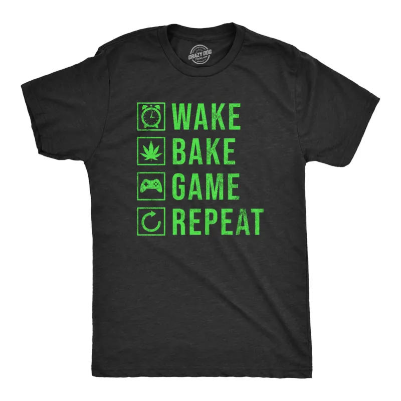 Wake Bake Game Repeat Men's T Shirt sold by Crazy Dog T-Shirts