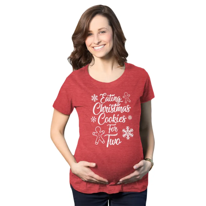 Eating Christmas Cookies For Two Maternity T Shirt sold by Crazy Dog T-Shirts