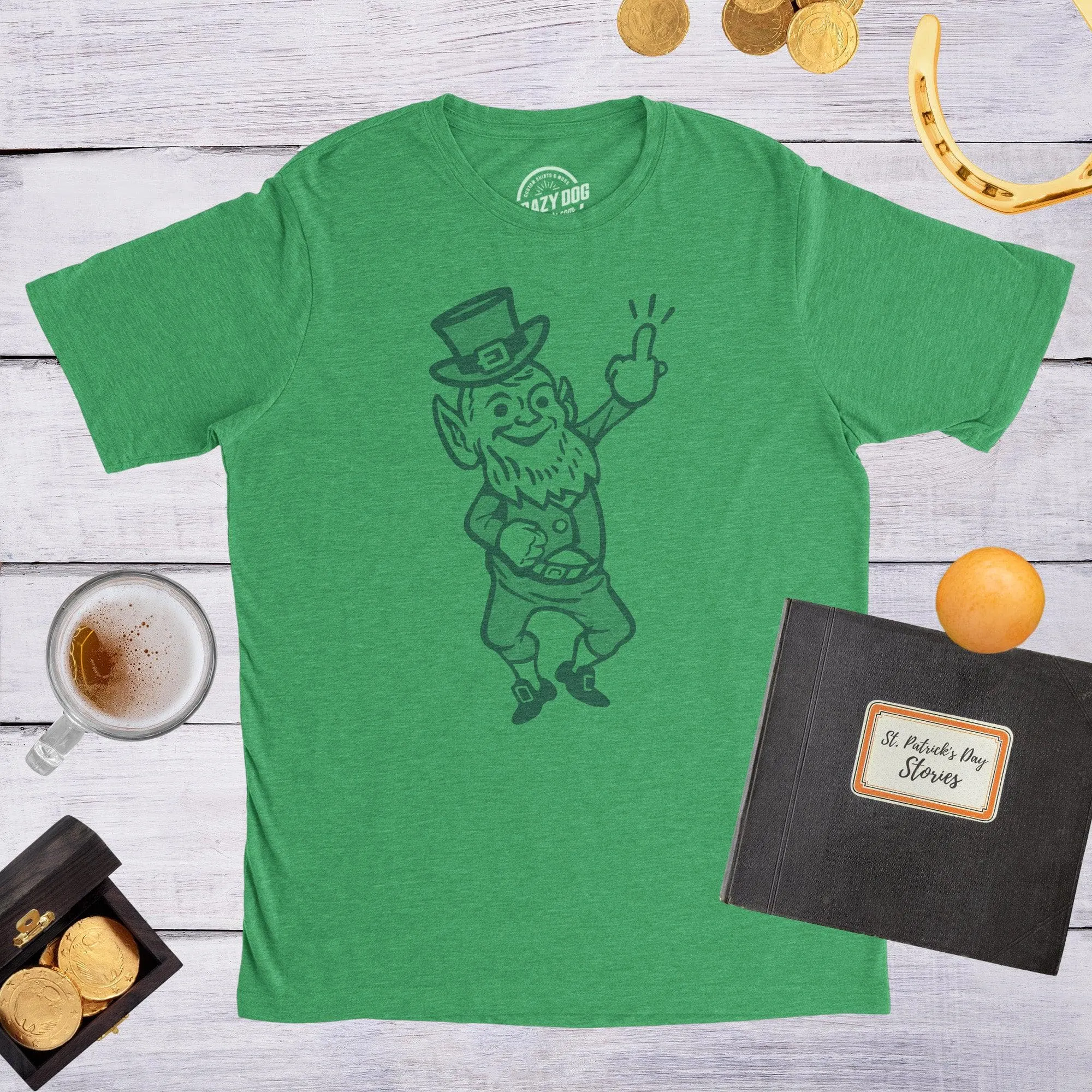 Leprechaun Middle Finger Men's T Shirt sold by Crazy Dog T-Shirts product image thumbnail 3