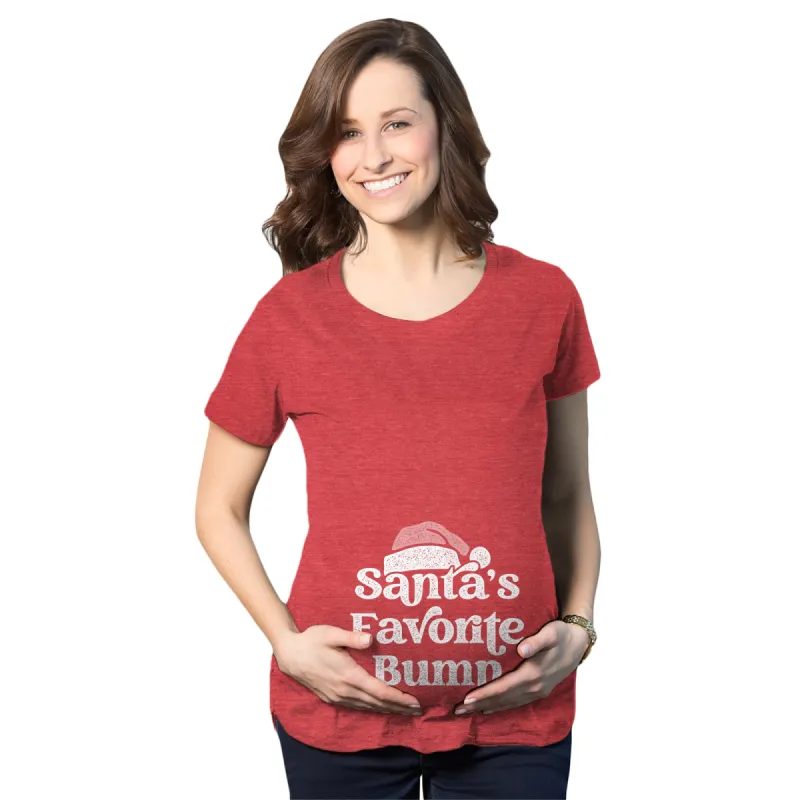 Santa's Favorite Bump Maternity T Shirt sold by Crazy Dog T-Shirts