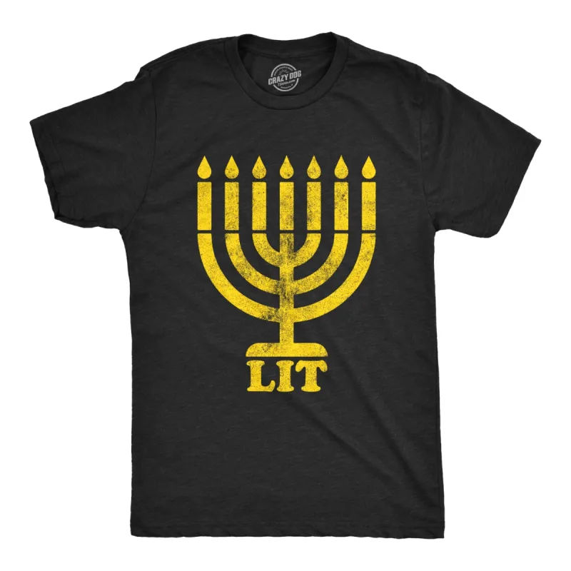 Lit Menorah Men's T Shirt sold by Crazy Dog T-Shirts