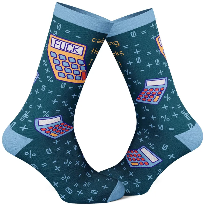 Men's Calculating The Fucks Socks sold by Crazy Dog T-Shirts