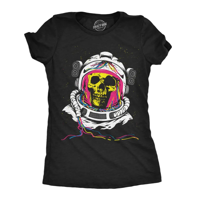 Rainbow Astronaut Skull Women's T Shirt sold by Crazy Dog T-Shirts