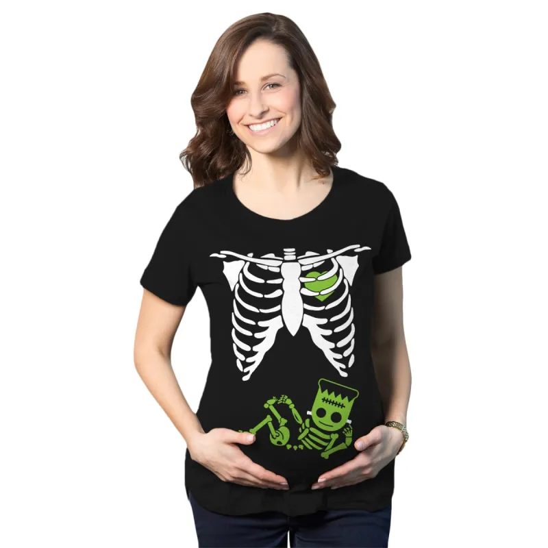 Frankenstein Skeleton Maternity T Shirt sold by Crazy Dog T-Shirts