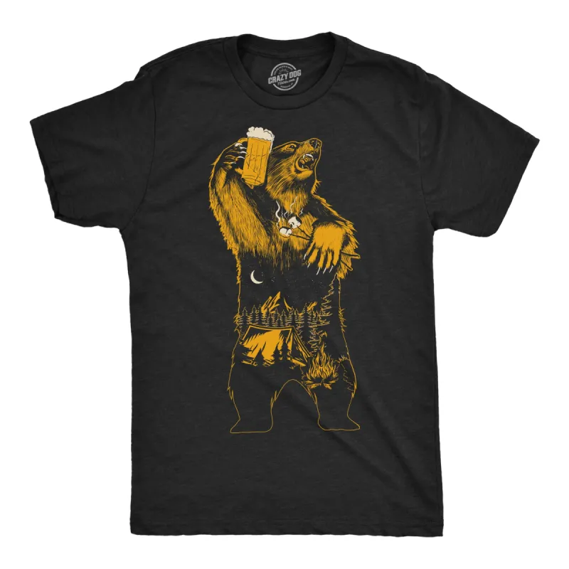 Camping Party Bear Men's T Shirt sold by Crazy Dog T-Shirts