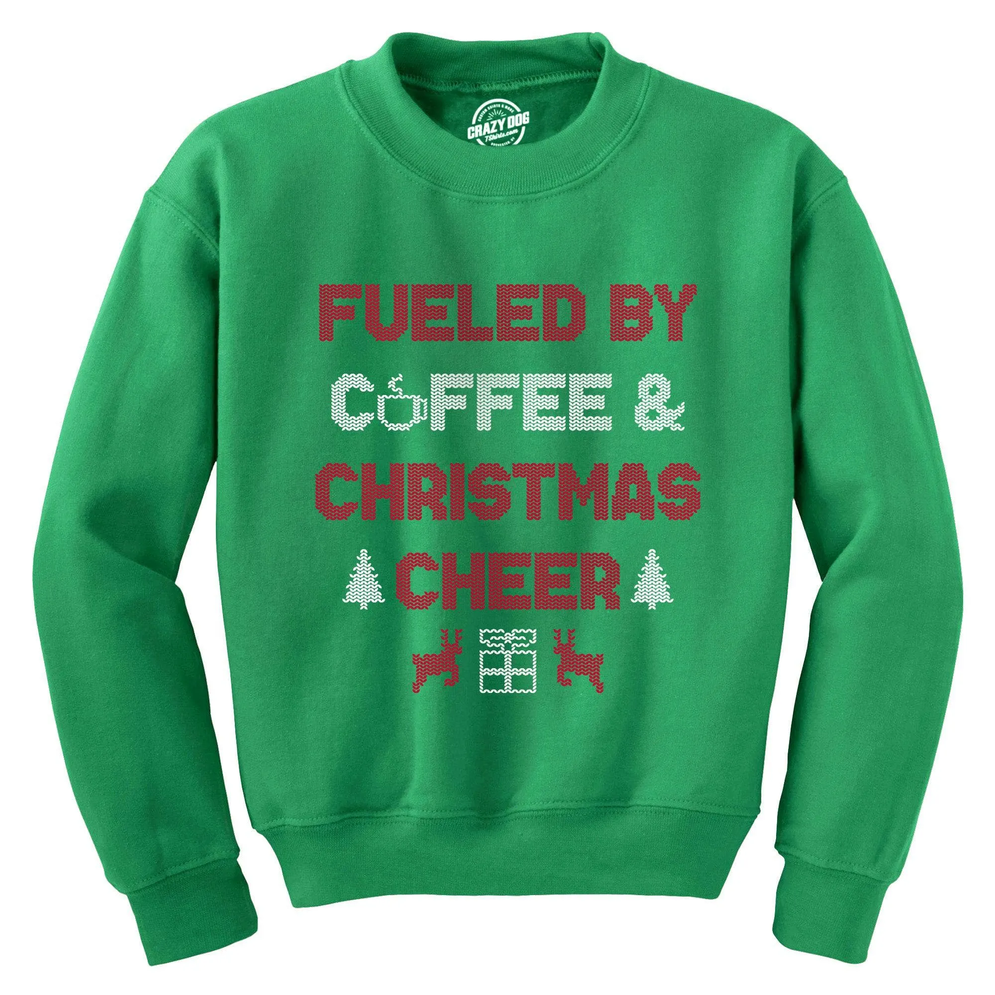 Fueled By Coffee And Christmas Cheer Crew Neck Sweatshirt sold by Crazy Dog T-Shirts