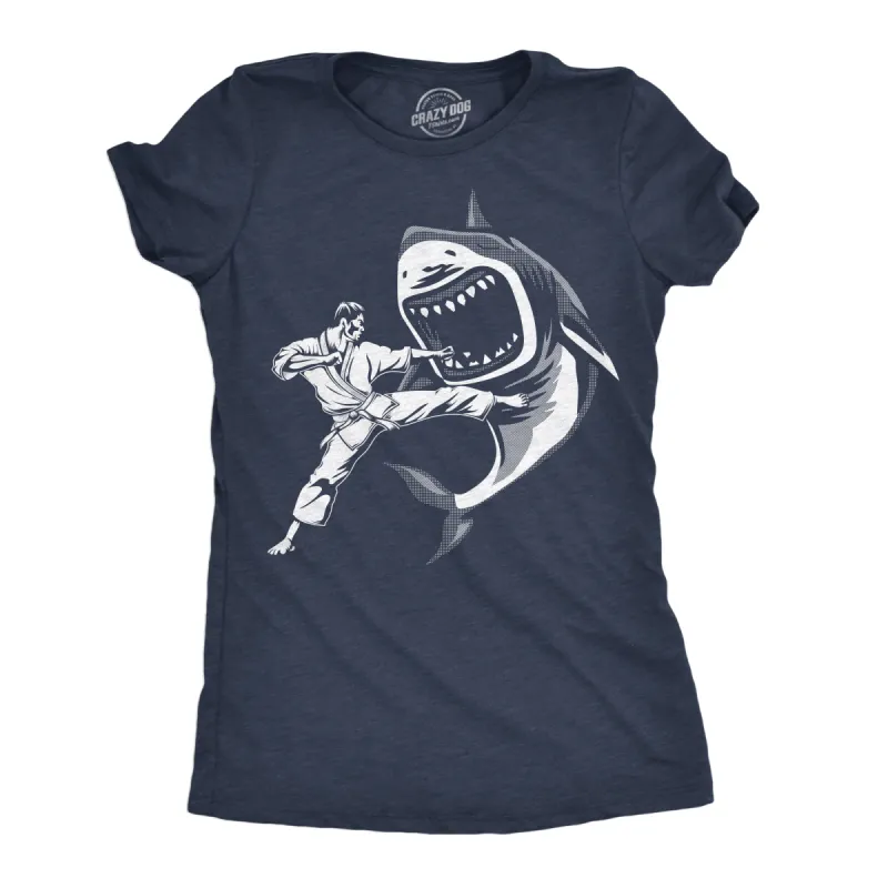 Karate Kicked Shark Women's T Shirt sold by Crazy Dog T-Shirts