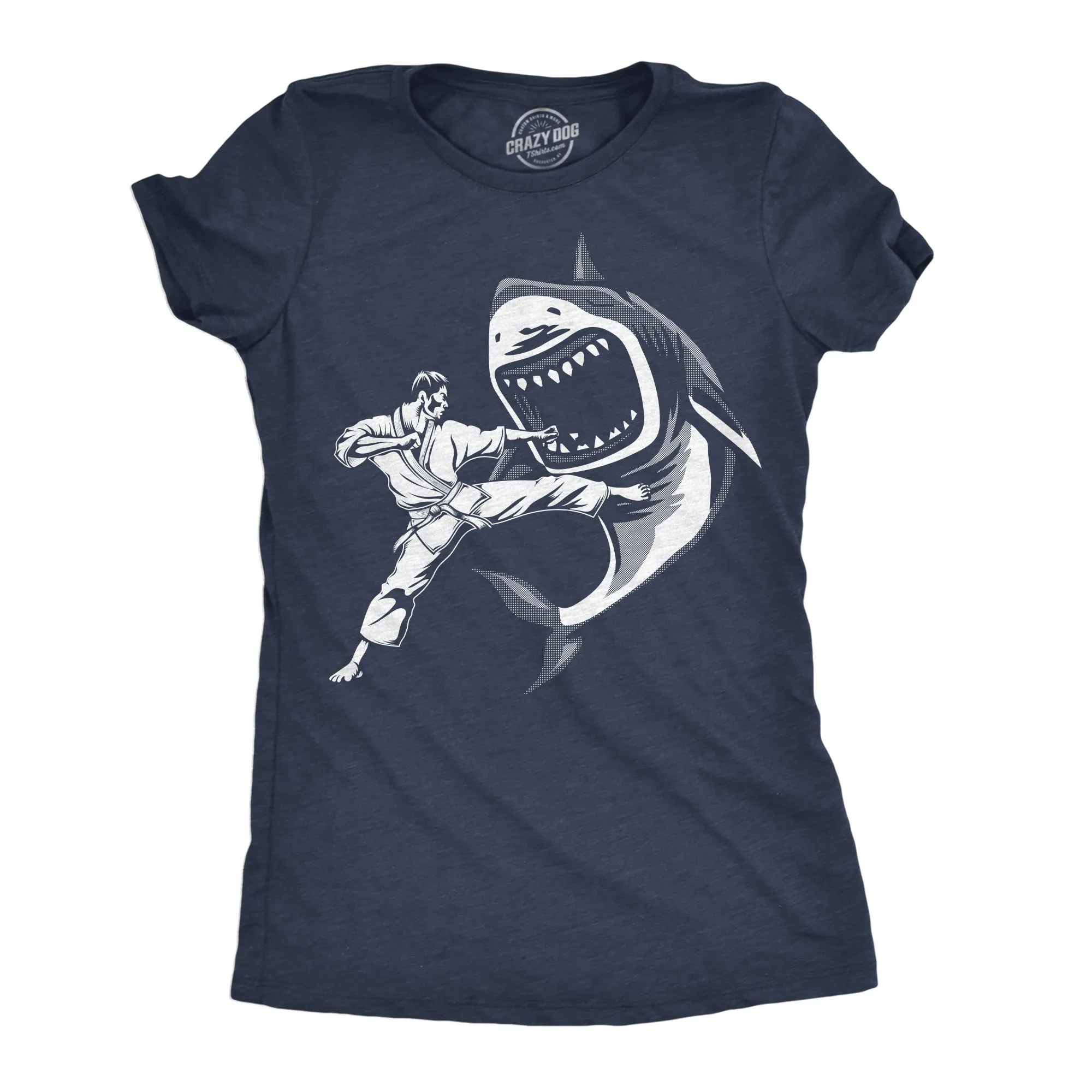 Karate Kicked Shark Women's T Shirt sold by Crazy Dog T-Shirts