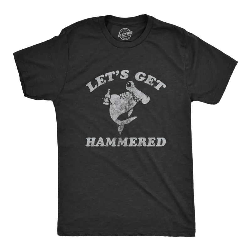 Lets Get Hammered Shark Men's T Shirt sold by Crazy Dog T-Shirts
