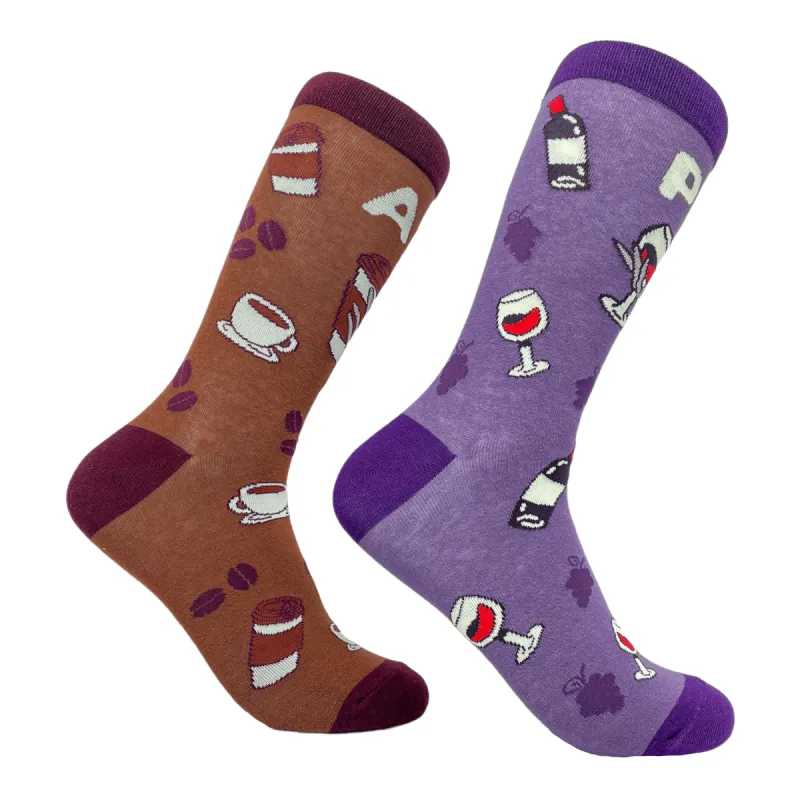 Womens AM Coffee PM Wine Socks sold by Crazy Dog T-Shirts