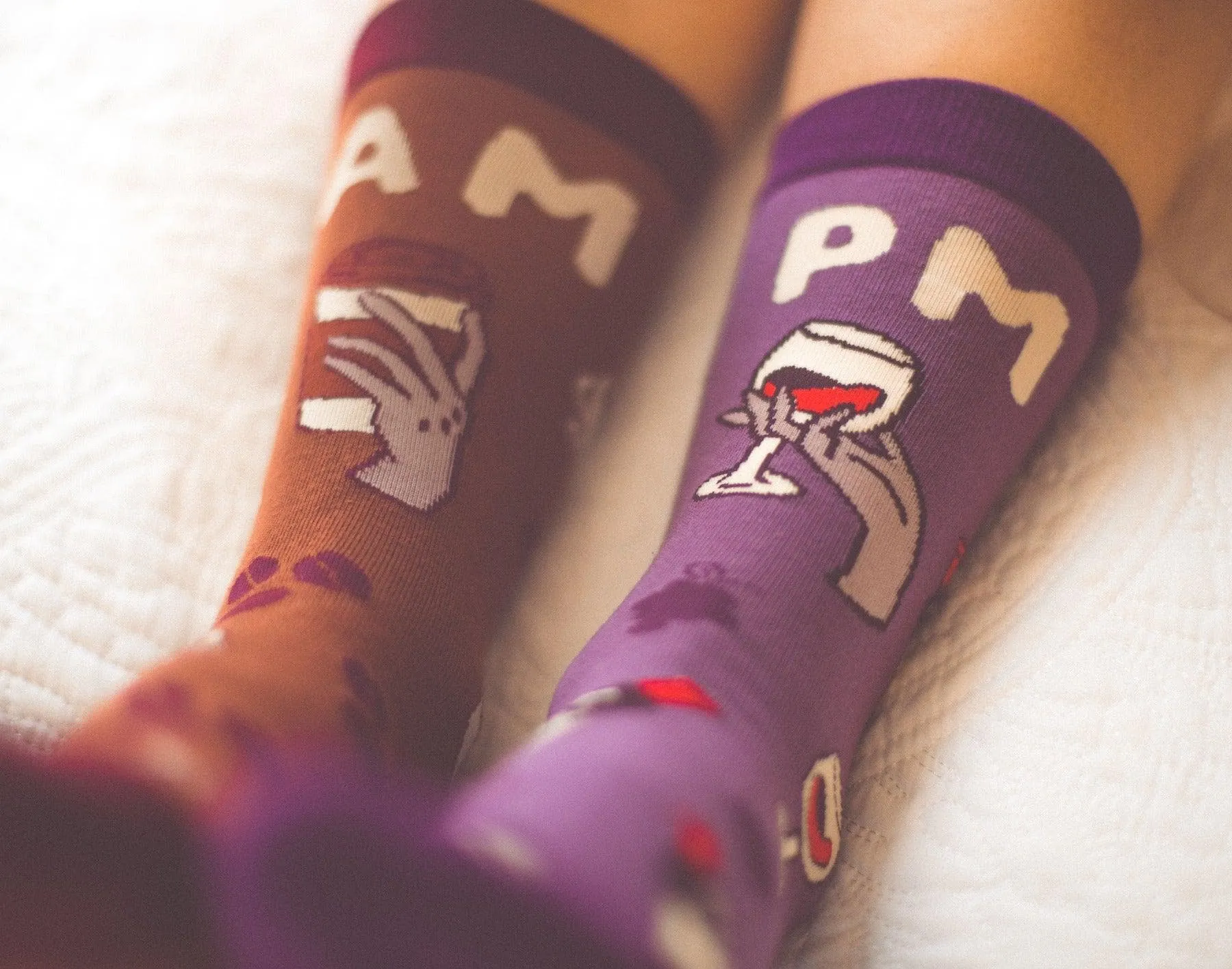 Womens AM Coffee PM Wine Socks sold by Crazy Dog T-Shirts product image thumbnail 5