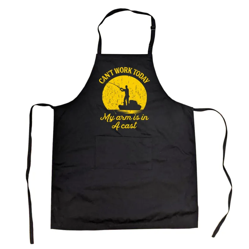 Cant Work Today My Arm Is In A Cast Cookout Apron sold by Crazy Dog T-Shirts