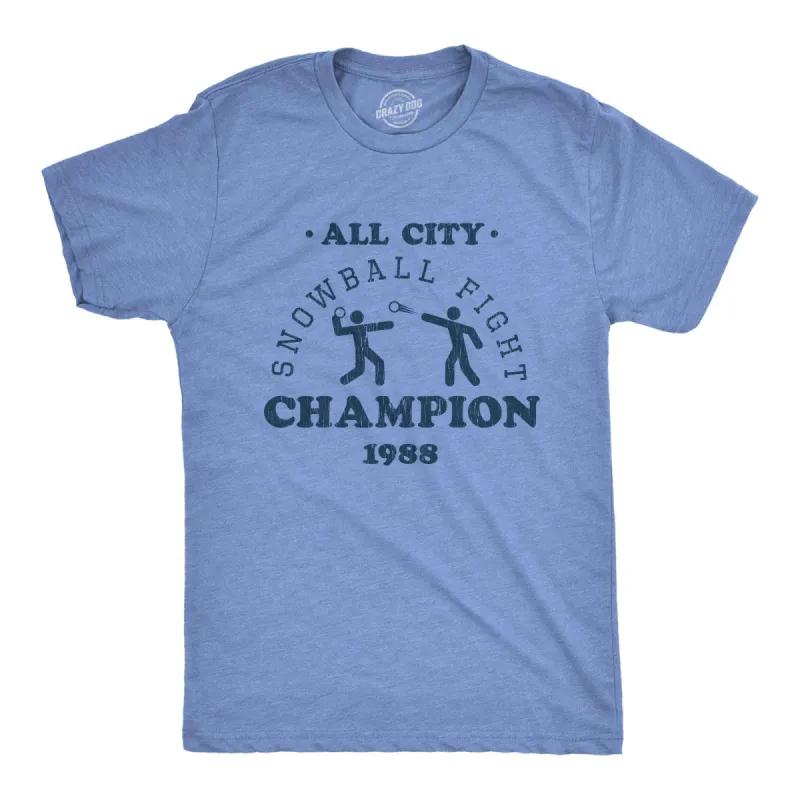 All City Snowball Fight Champion 1988 Men's T Shirt sold by Crazy Dog T-Shirts