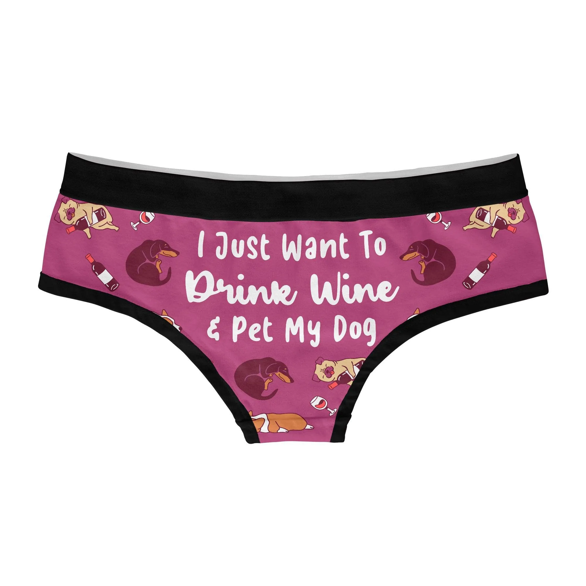 Drink Wine And Pet My Dog Hipster Underwear sold by Crazy Dog T-Shirts product image thumbnail 2