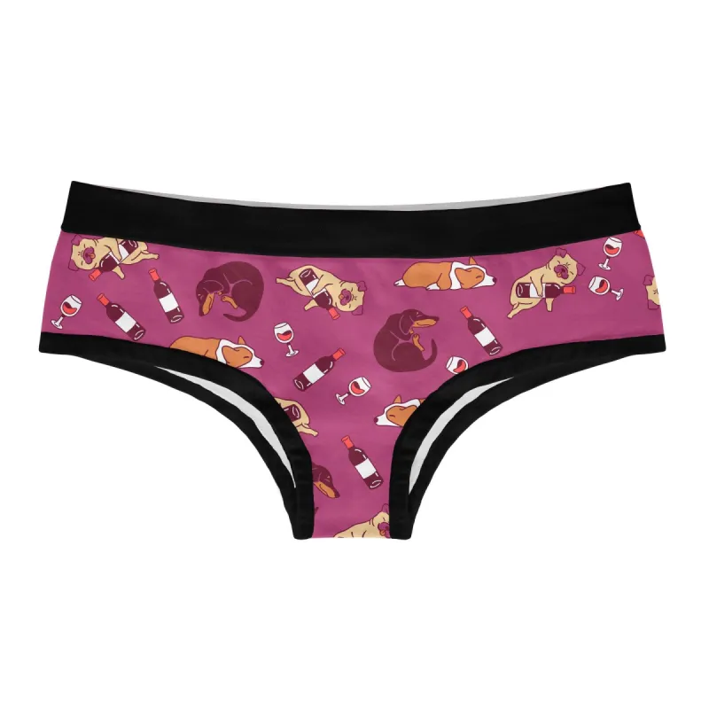 Drink Wine And Pet My Dog Hipster Underwear sold by Crazy Dog T-Shirts