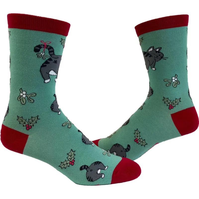Mens Cat Butt Mistletoe Socks sold by Crazy Dog T-Shirts