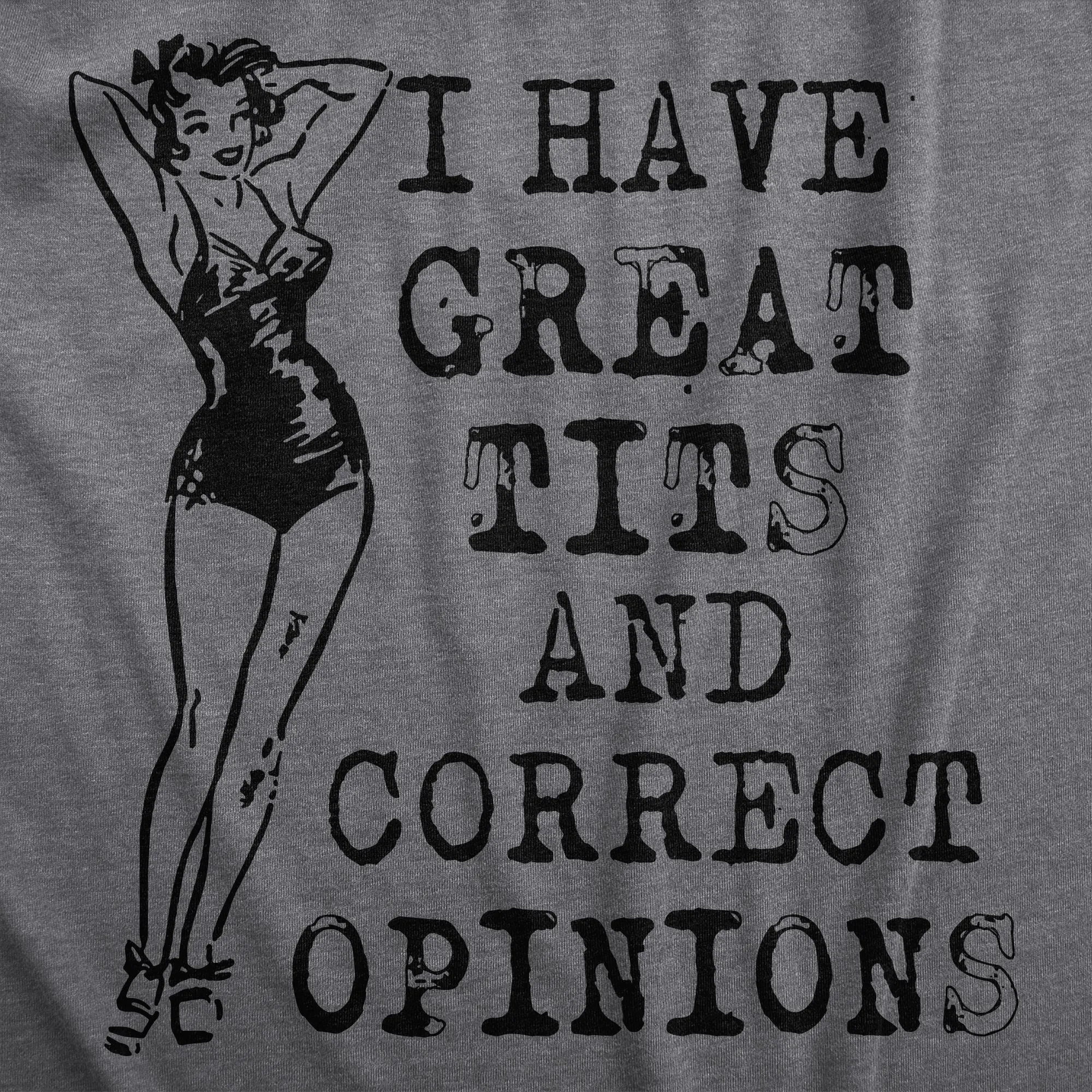 I Have Great Tits And Correct Opinions Women's T Shirt sold by Crazy Dog T-Shirts product image thumbnail 2