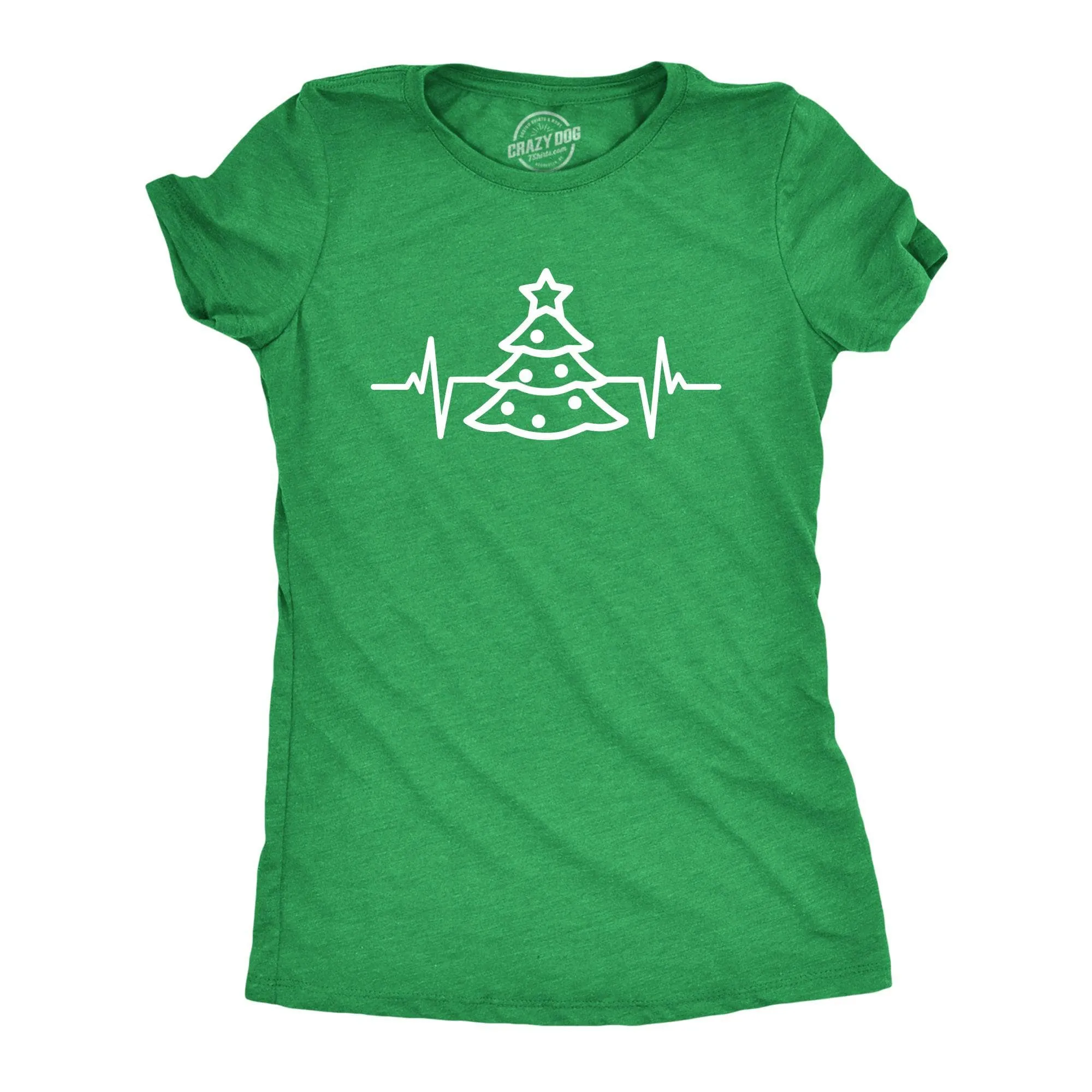 Christmas Tree Heart Beat Women's T Shirt sold by Crazy Dog T-Shirts