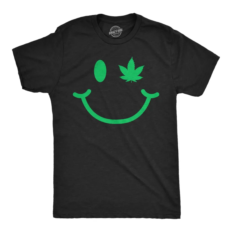 Pot Leaf Eye Smiling Face Men's T Shirt sold by Crazy Dog T-Shirts