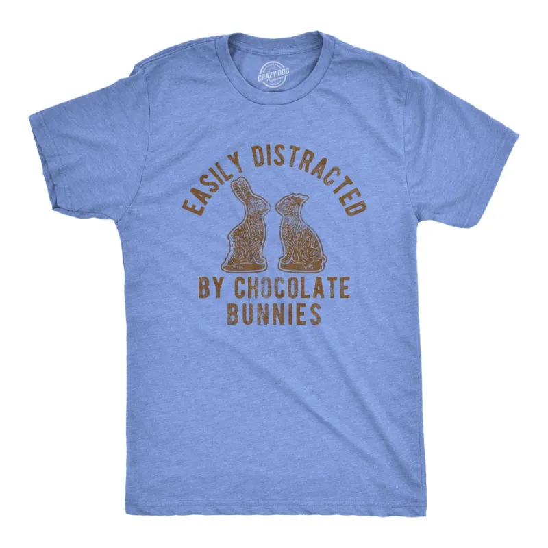 Easily Distracted By Chocolate Bunnies Men's T Shirt sold by Crazy Dog T-Shirts