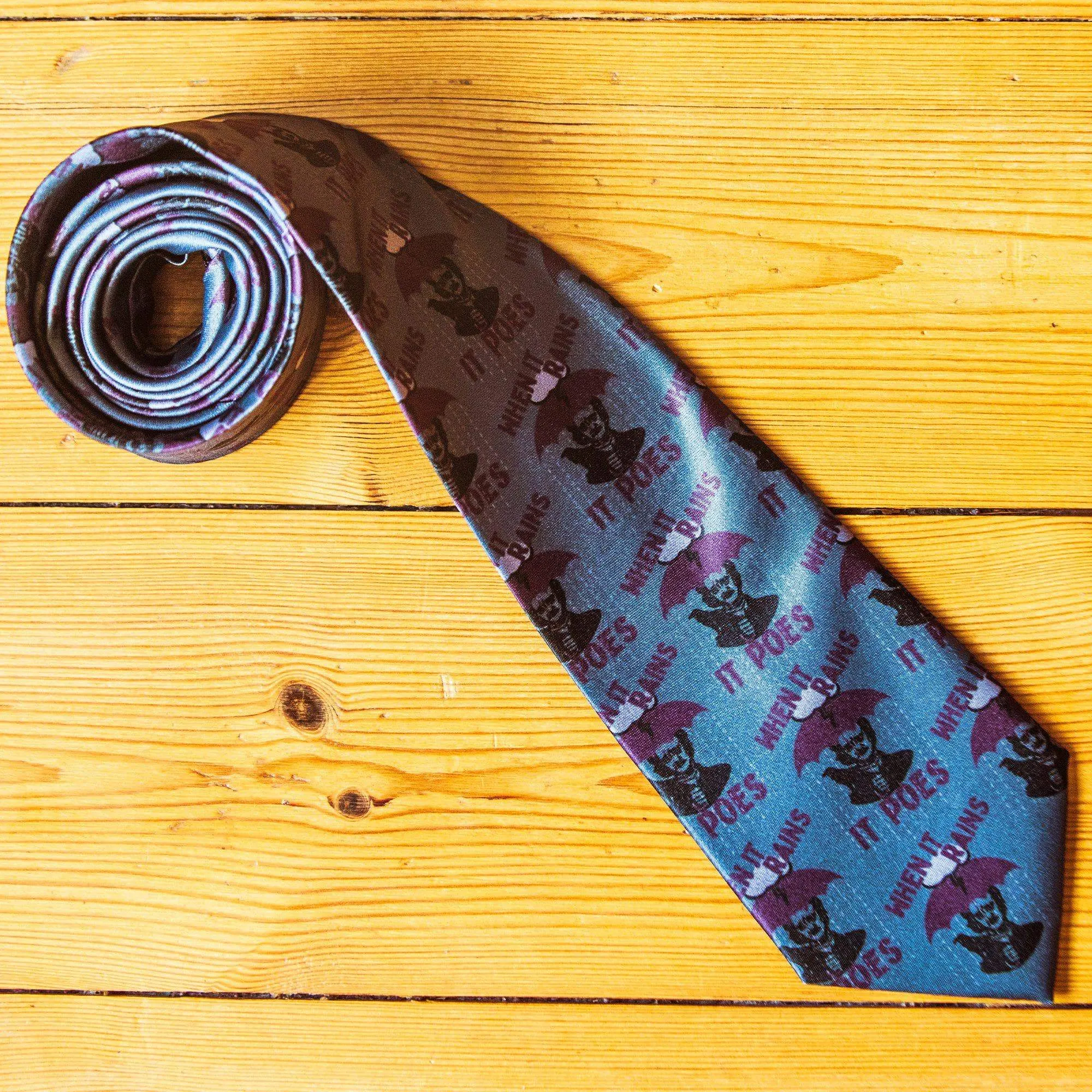 When It Rains It Poes Neck Tie Tie sold by Crazy Dog T-Shirts product image thumbnail 4