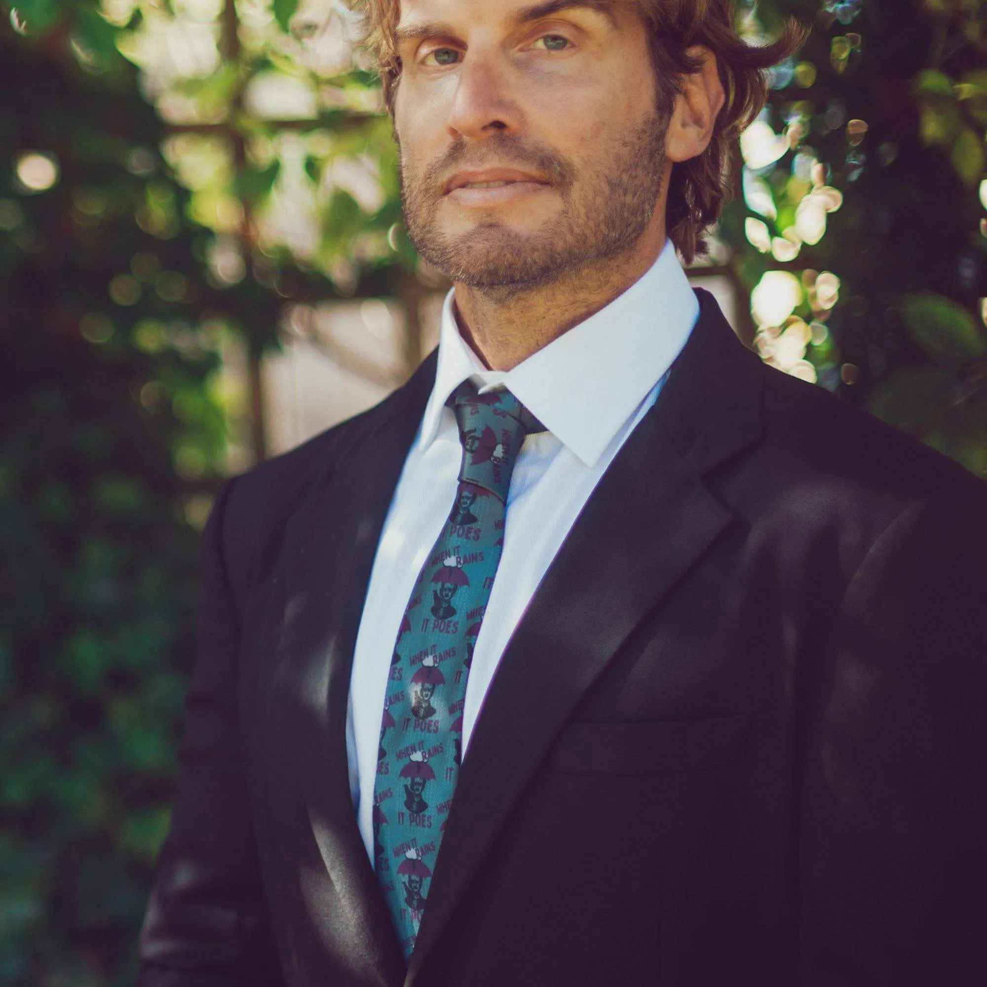 When It Rains It Poes Neck Tie Tie sold by Crazy Dog T-Shirts product image thumbnail 2