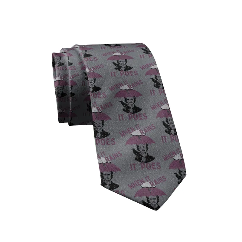 When It Rains It Poes Neck Tie Tie sold by Crazy Dog T-Shirts