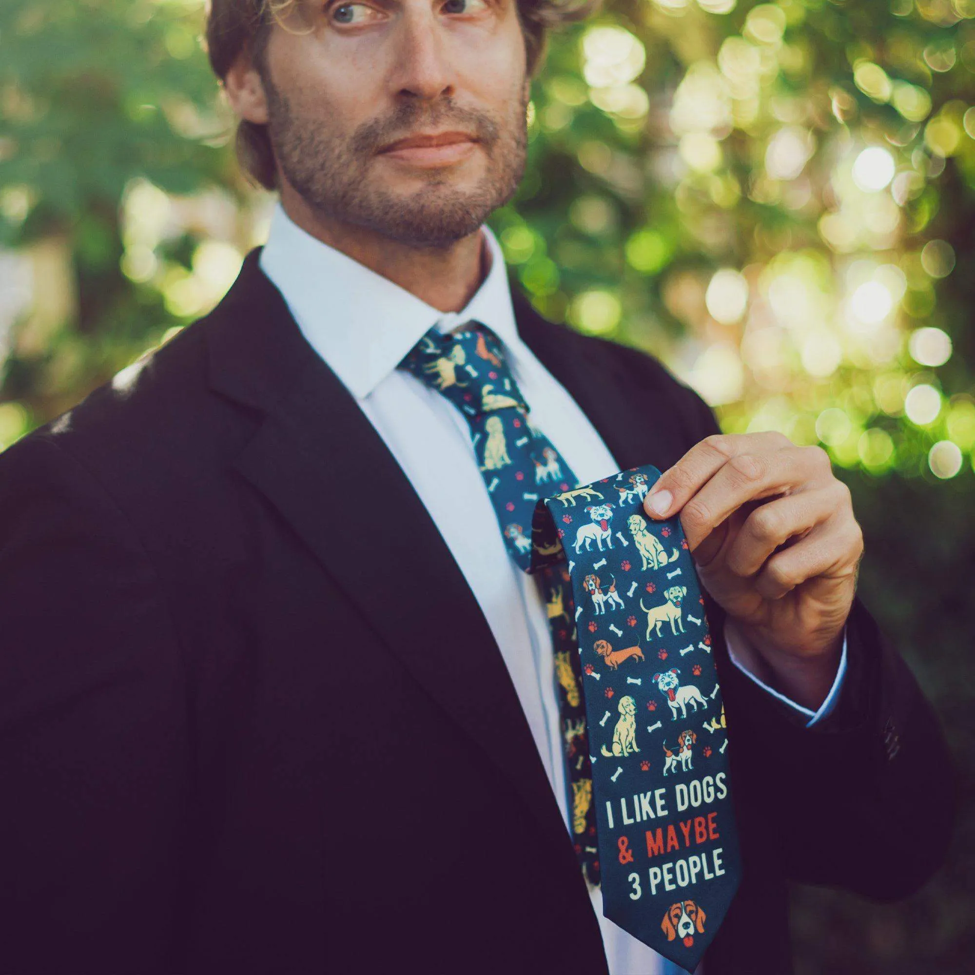 I Like Dogs And Maybe 3 People Neck Tie Tie sold by Crazy Dog T-Shirts product image thumbnail 3