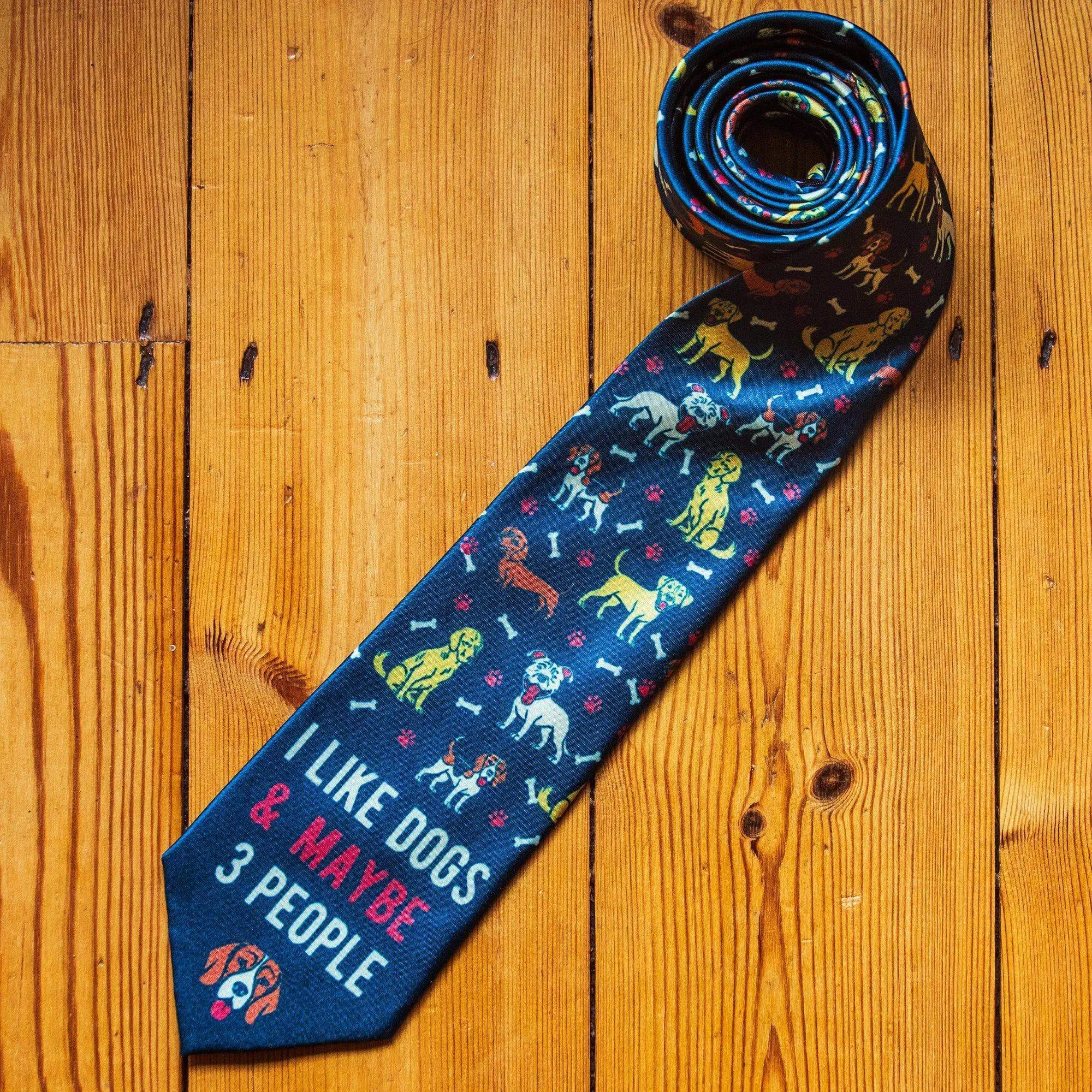 I Like Dogs And Maybe 3 People Neck Tie Tie sold by Crazy Dog T-Shirts product image thumbnail 2